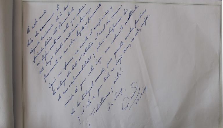 Palabras en el libro de visitas del Presidente de la República de Cuba Miguel Diaz-Canel Bermúdez